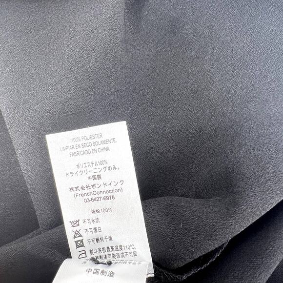 French Connection Blouse Color Block Black White Crepe Oversized Women Sz XS NWT - Picture 6 of 6